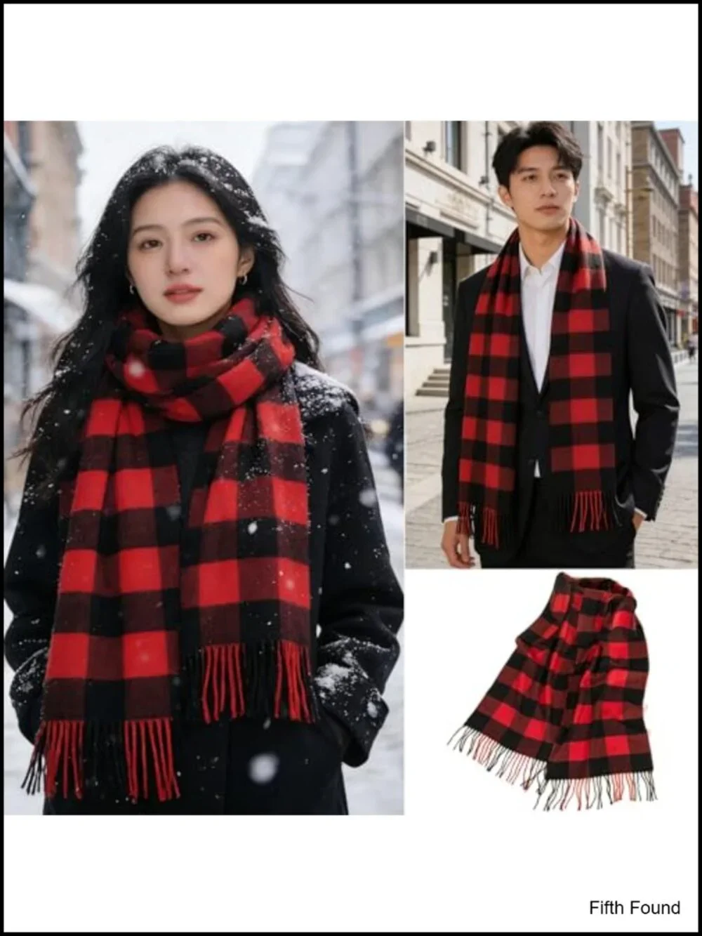 Unisex Tartan Plaid Soft Acrylic Blend Winter Scarf Long Fringe Wrap